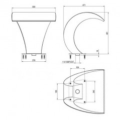  Water cascade for residential pool, width 500 mm, AISI-316.