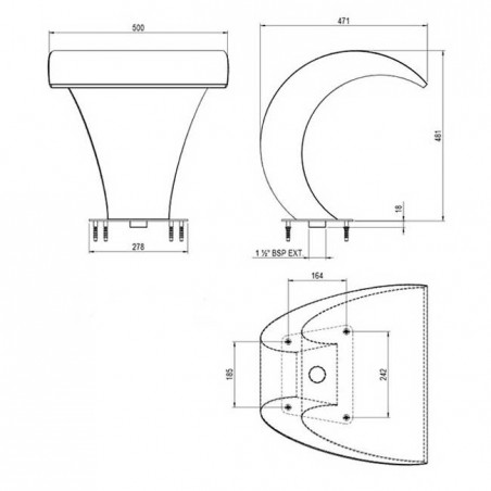  Wasserkaskade für Wohnbecken, Breite 500 mm, AISI-316.