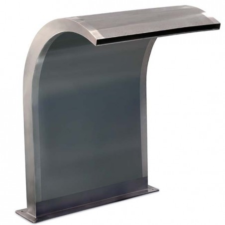 Una cascata per piscina in acciaio inox, modello curvo.	