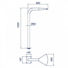  Decorative water curtain for swimming pool 1.2 m high and 340 mm wide.