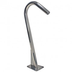 Residential pool water cannon in polished stainless steel.