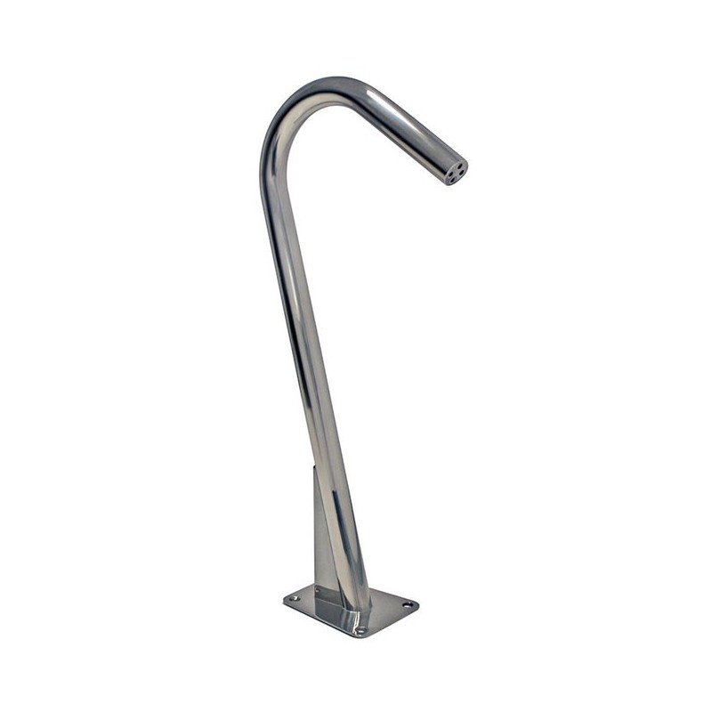 Residential pool water cannon in polished stainless steel.