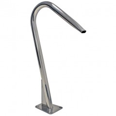 Residential pool water cannon in polished stainless steel.