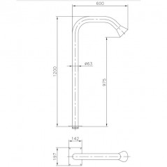  Pool water cannon in polished AISI-316 stainless steel, height 1.2 m.
