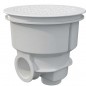 Siphon Norm avec grille plate pour piscines en béton, blanc Siphon Norm avec grille plate pour piscines en béton, blanc