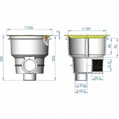 Siphon Norm avec grille plate pour piscines en béton, blanc