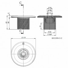 Buse d'entrée d'eau multiflow pour piscine | Filetage extérieur 2" | Raccord 50 mm | Compatible avec les piscines en béton