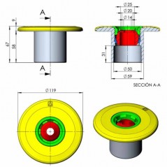  Mehrstromdüse mit Leimanschluss, weiße Farbe.