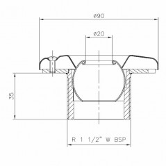 Stainless steel delivery nozzle, Ø 20 - Length 35 mm