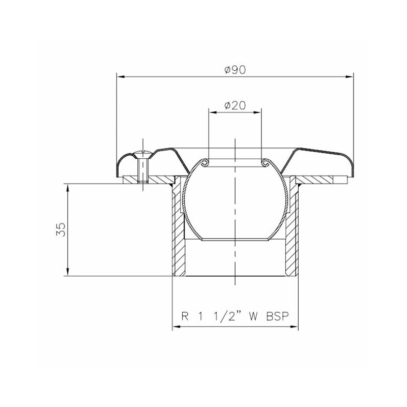 Buse de refoulement en inox pour piscine, Ø 20 - Longueur 35 mm