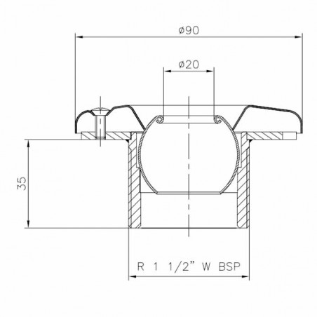 Buse de refoulement en inox pour piscine, Ø 20 - Longueur 35 mm