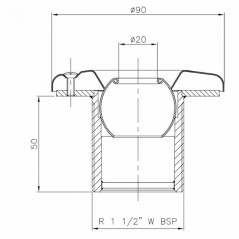 Buse de refoulement en inox pour piscine, Ø 20 - Longueur 50 mm