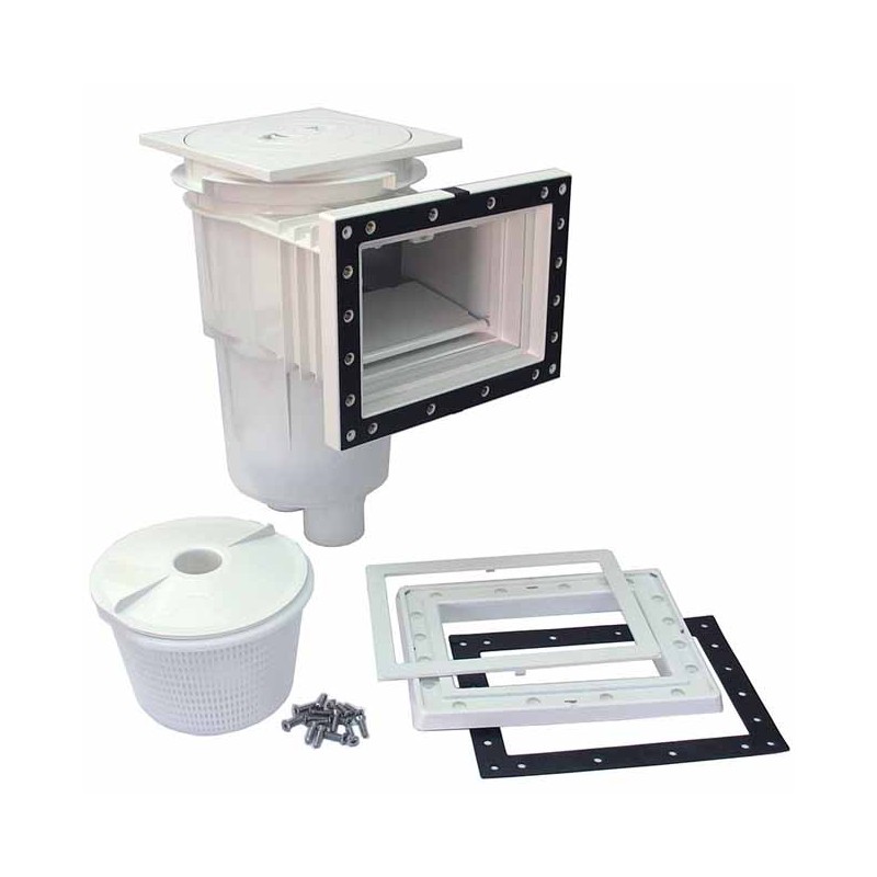 Skimmer da 17,5 litri con bocca standard e tappo quadrato per piscine con liner e prefabbricate. Skimmer da 17,5 litri con bocca standard e tappo quadrato per piscine con liner e prefabbricate.