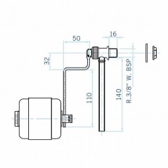  Level regulating valve for skimmers in stainless steel