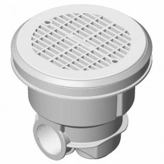 Norm drain without inserts for swimming pools, flat grate, white