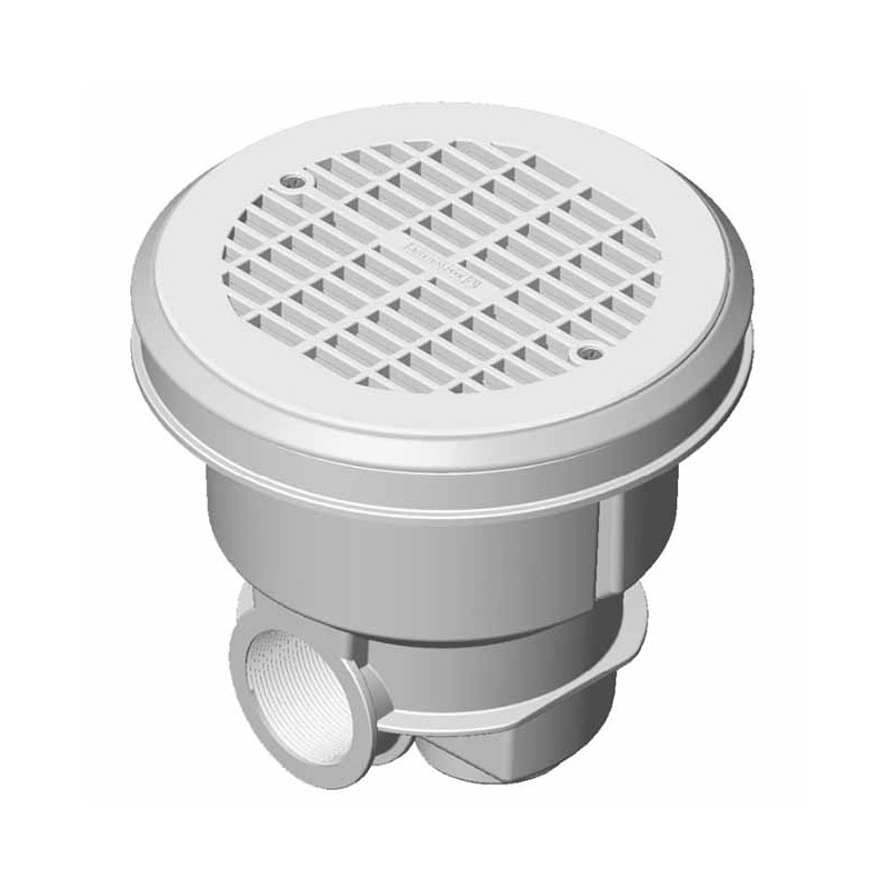 Norm drain without inserts for swimming pools, flat grid, white color  Norm drain without inserts for swimming pools, flat grid, white color