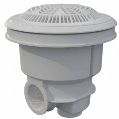 Norm drain with antivortex grid for swimming pools, white color, with inserts