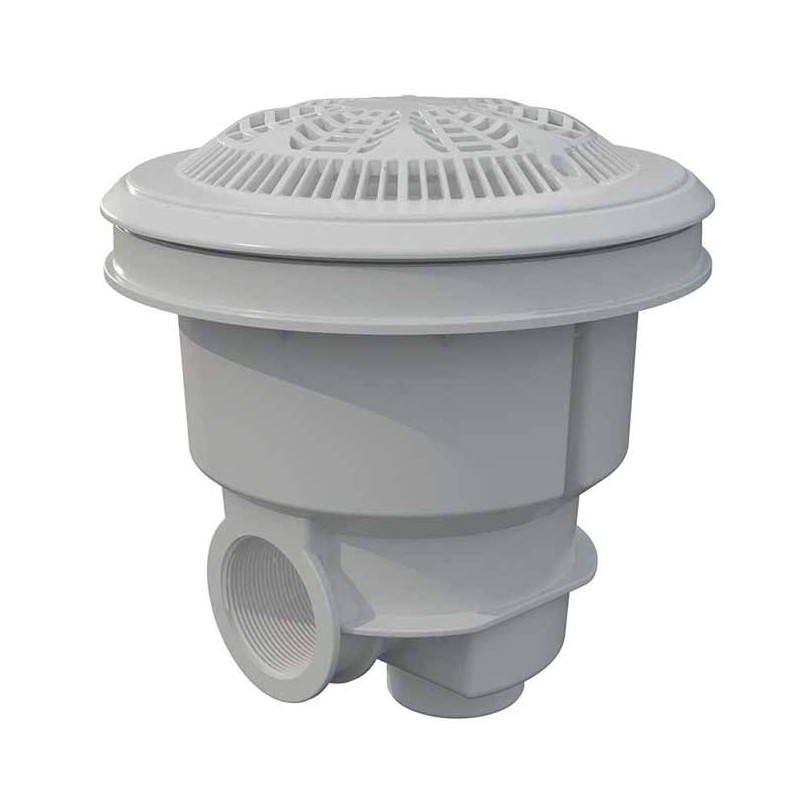 Bonde de norme avec grille antivortex pour piscines, blanc, avec inserts