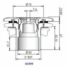 Buse standard pour piscines liner, connexion externe filetage mâle 2'' blanche