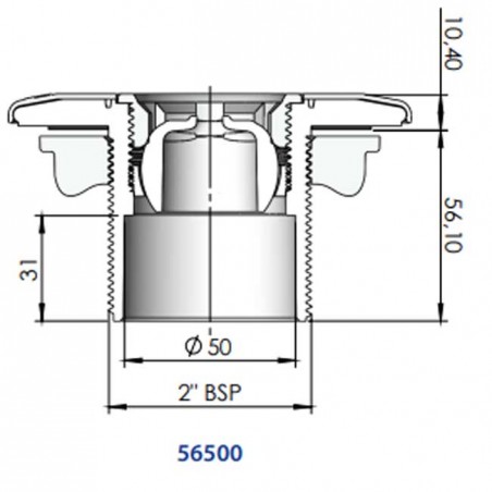 Bocchetta normale per piscine prefabbricate, attacco esterno 2'' filettatura maschio, colore bianco