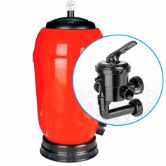 Rapidpool Seitlicher Poolfilter, Ø 650 mm + AUSGANG 1 1/2'', rote Farbe
