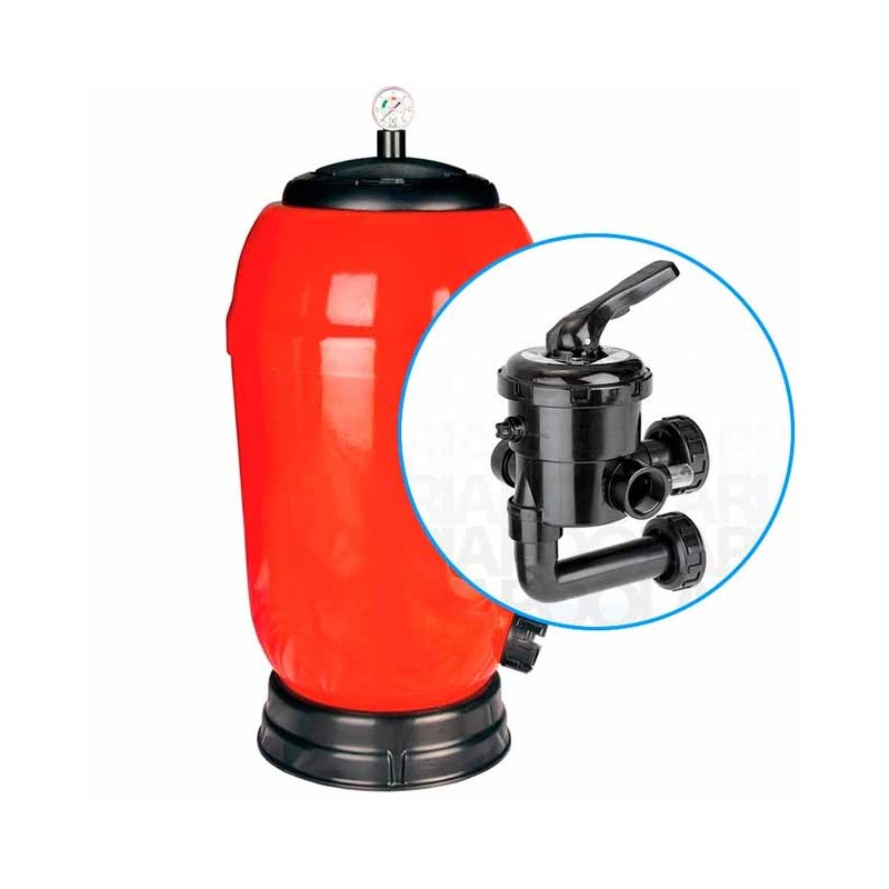 Filtro laterale Rapidpool per depuratore piscina, Ø 650mm + USCITA 1 1/2''', colore rosso	