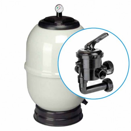 Filtro de piscina Ø 350 mm | Saídas de 1½" | Com válvula de baioneta | Piscina
