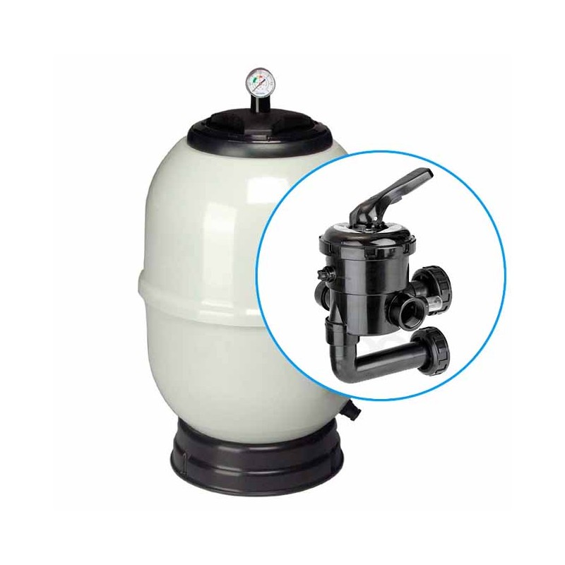 Filtro purificador de piscina, saídas de 1½", com válvula de baioneta