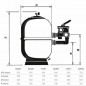 Filtro depuradora piscina Ø 600 mm - salidas 1½", con válvula bayoneta