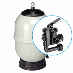 Filtro purificatore per piscina, uscite da 1½", con valvola a baionetta