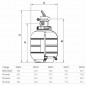 Filtre de piscine Millennium, Ø 380 mm - sortie 1½'', vanne de sélection supérieure incluse