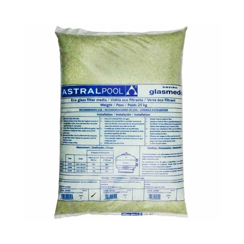 Lit filtrant en verre ECO 0,5 - 1,0 mm, sac de 25 Kg