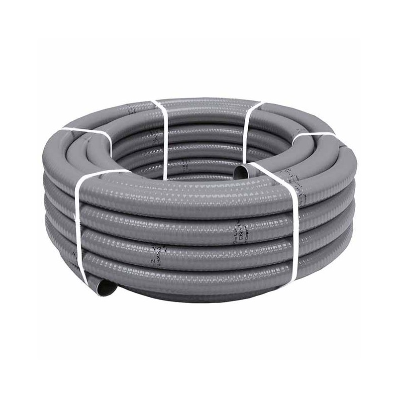 Tuyau hydrotube PVC souple gris Ø 16 mm - Rouleau 25 mètres, recommandé pour la piscine