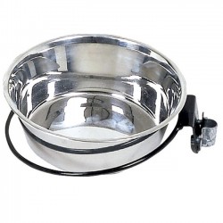 Dog feeder and waterer 1.75 L, stainless steel 21 x 22 x 7 cm, with wall bracket
