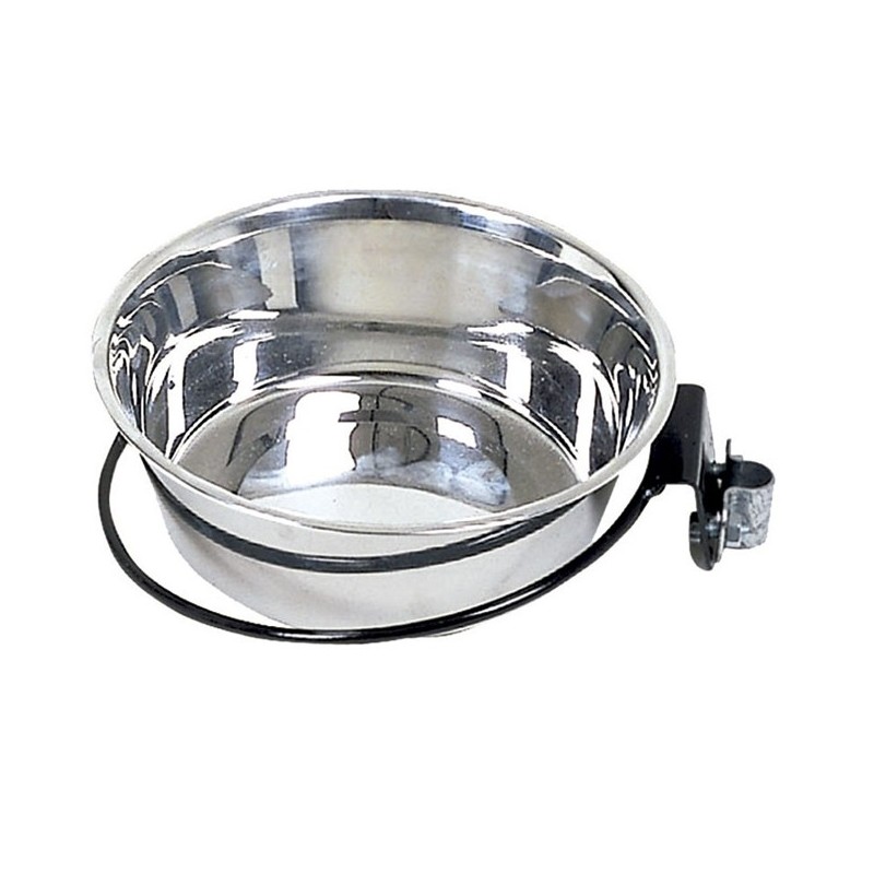  1.75 L dog feeder, stainless steel 21 x 22 x 7 cm, with wall bracket