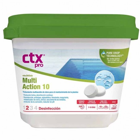 Chlore multi action 4 Kg sans acide borique en pastilles 250g CTX-393SB