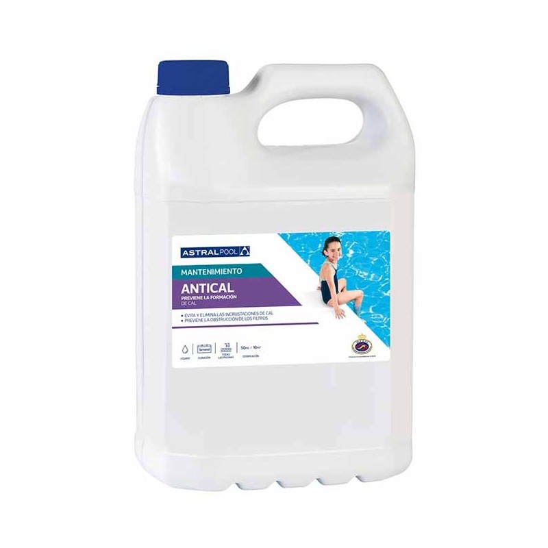 Agente anticalcare che previene la formazione di calcare nella piscina, 5 litri.