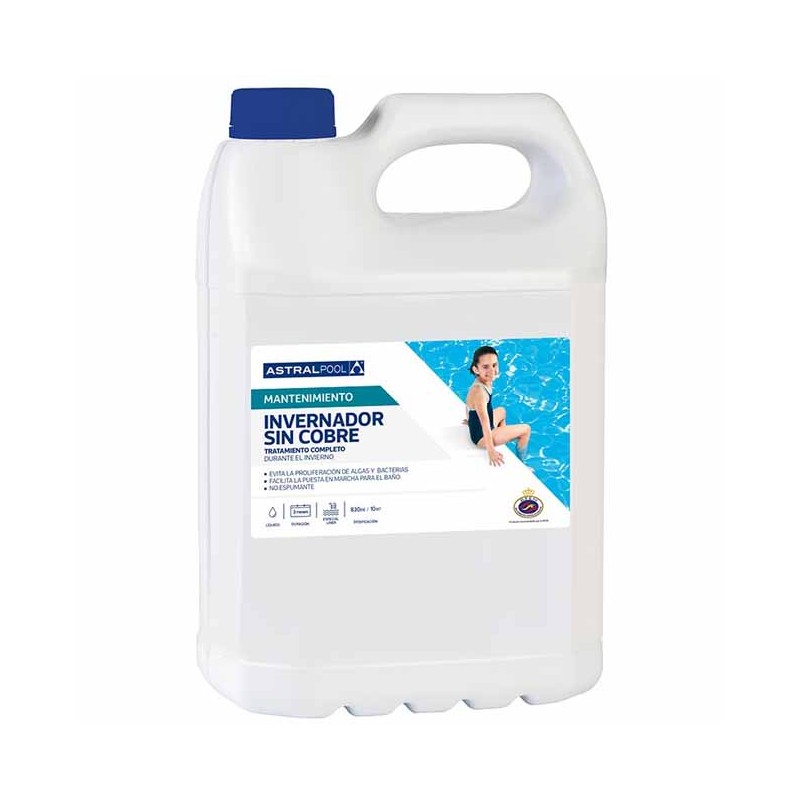 Invernador without copper for the maintenance of the water in swimming pools, 5 L. Invernador without copper for the maintenance of the water in swimming pools, 5 L.