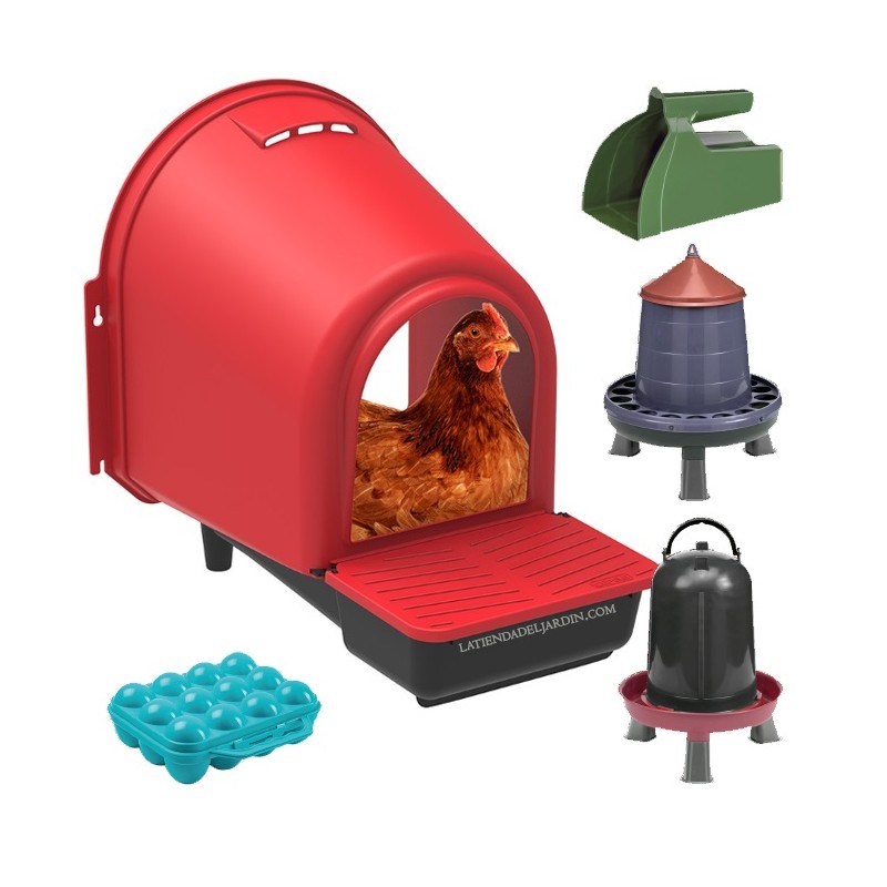 Indoor Hen Laying Nest Kit 37x46x45 cm for 6 layers + 5L Drinker + 4KG Feeder + Egg Tray + Pa