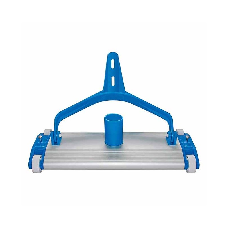 Pulitore per piscine con base in alluminio per la pulizia manuale del fondo delle piscine.