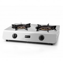 Orbegozo gas stove, butane or propane gas, stainless steel body, 2 triple crown burners, piezoelectric ignition