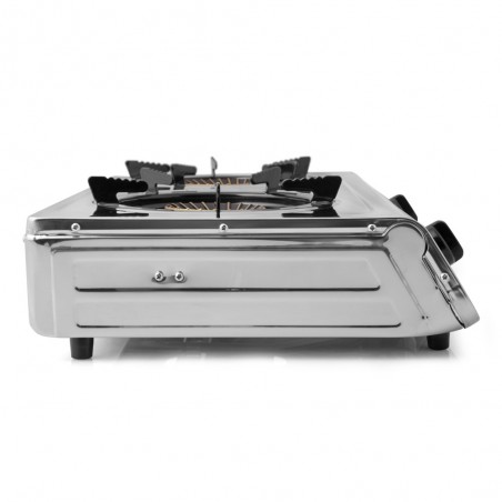 Orbegozo gas stove, butane or propane gas, stainless steel body, 2 triple crown burners, piezoelectric ignition