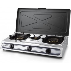 Orbegozo FO3510 gas stove, stainless steel body, 2 triple crown burners