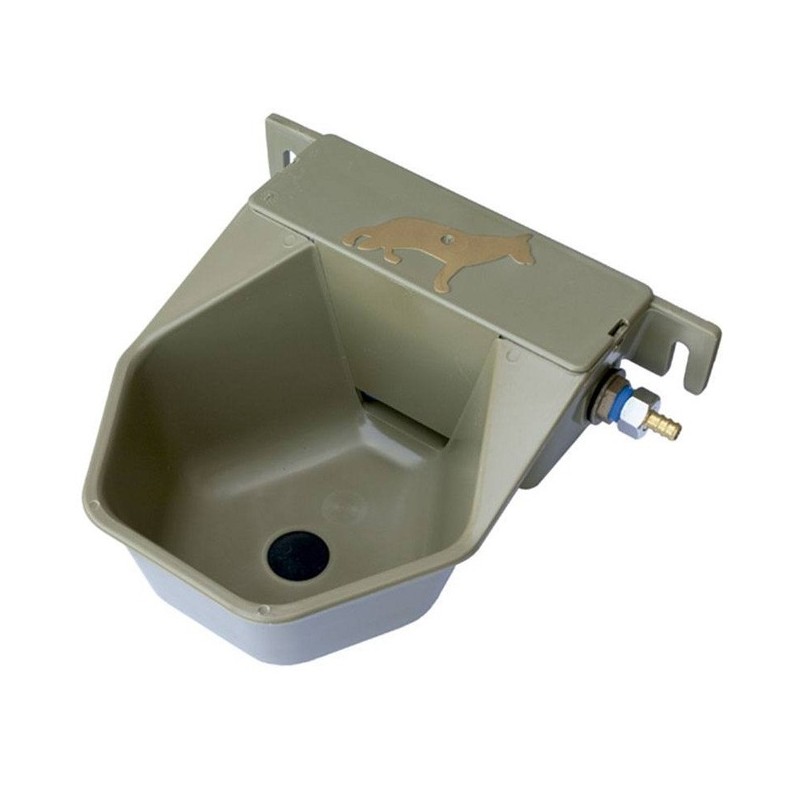 Green plastic dog water bowl 18x22x10 cm