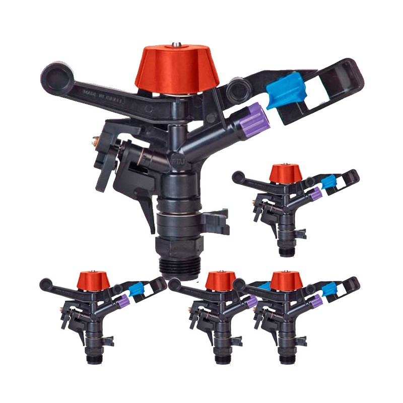 Set di 5 Irrigatore 5035SD agricolo 3/4'' regolabile 0-360º. Raggio di portata 12-14 m. Portata d'acqua di 1,24-1,62 m3/ora Set di 5 Irrigatore 5035SD agricolo 3/4'' regolabile 0-360º. Raggio di portata 12-14 m. Portata d'acqua di 1,24-1,62 m3/ora