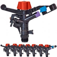 Lot de 10 Arroseur agricole réglable 3/4''  0-360º. Portée 12-14 m. Débit 1,24-1,62 m3/h