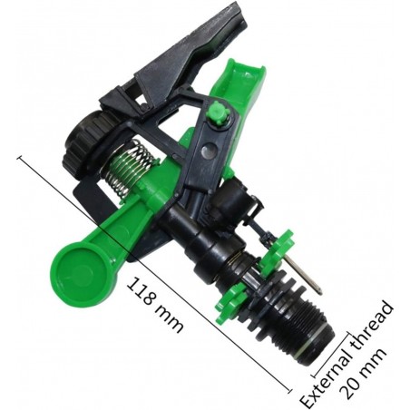 Aspersor de riego agrícola sectorial 1/2", 6 a 12 metros