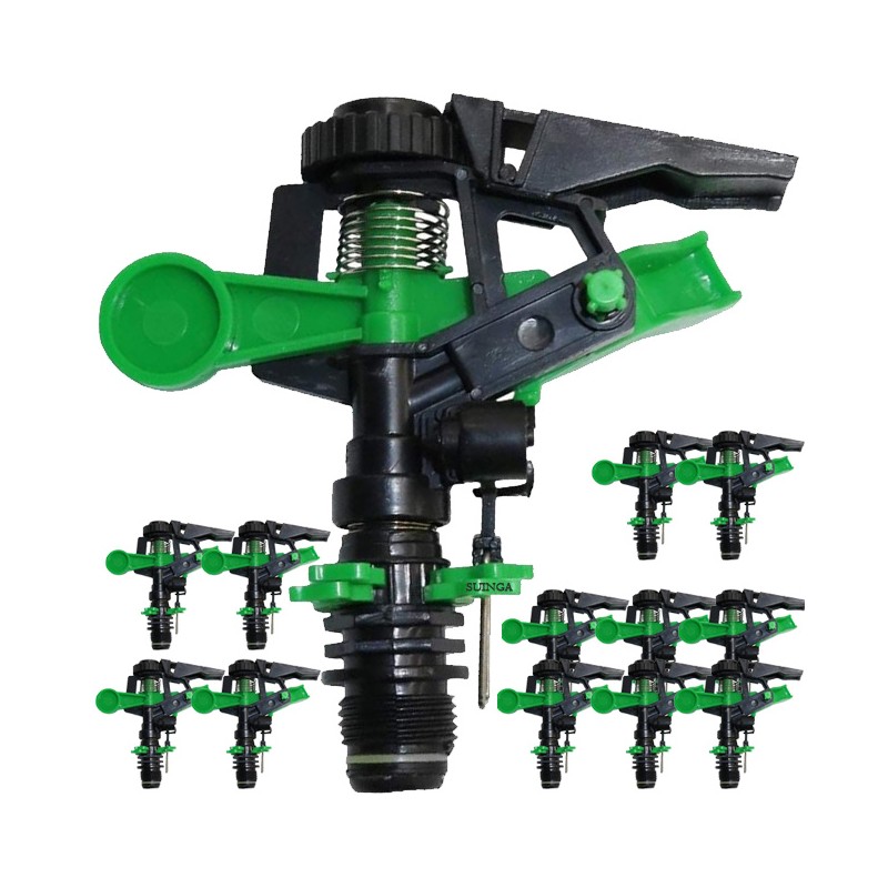 Lot de 25 Arroseur à pulsation, arroseur de pelouse réglable, 6 à 12 mètres, mâle 1/2''. Débit de 430 à 1165 litres/heure Lot de 25 Arroseur à pulsation, arroseur de pelouse réglable, 6 à 12 mètres, mâle 1/2''. Débit de 430 à 1165 litres/heure