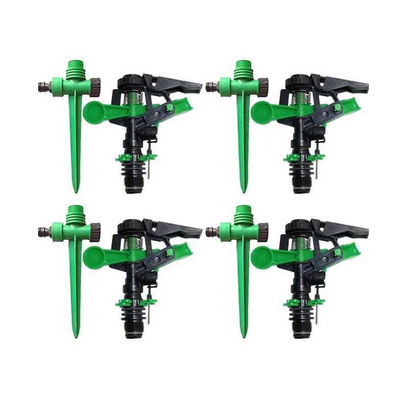Lot de 4 Arroseur à pulsation, arroseur de pelouse réglable, 6 à 12 mètres. Filetage mâle 1/2'', 430 à 1165 l/h + Piquet porte a Lot de 4 Arroseur à pulsation, arroseur de pelouse réglable, 6 à 12 mètres. Filetage mâle 1/2'', 430 à 1165 l/h + Piquet porte a