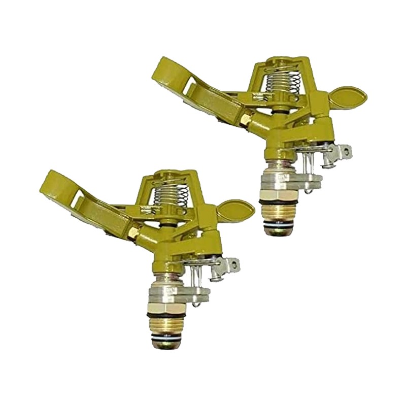 Set di 2 Irrigatore in ottone e zinco 1/2'' regolabili | Raggio 7-12,5 m | Flusso 9-20 litri/minuto | Irrigatore agricolo